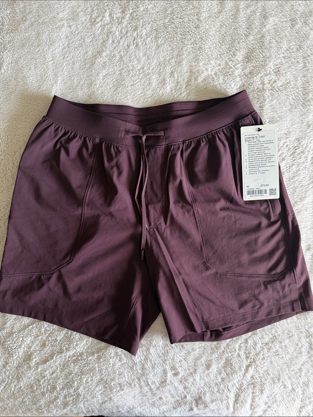 Mens Lululemon Drawstring Performance Shorts - Plum